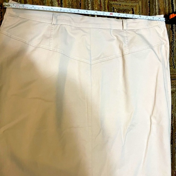 MARINA RINALDI Cotton cream/ grey Pensil Skirt zip Sz 25 / 16 US Midi Italy - Picture 8 of 9